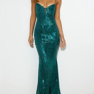 Hello Molly Own the Club Green Sequin Maxi Dress